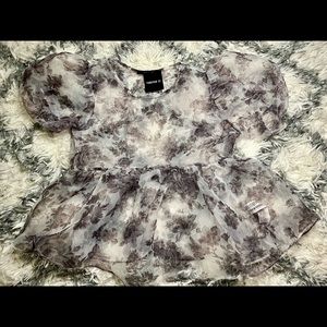 Sheer floral tulip top